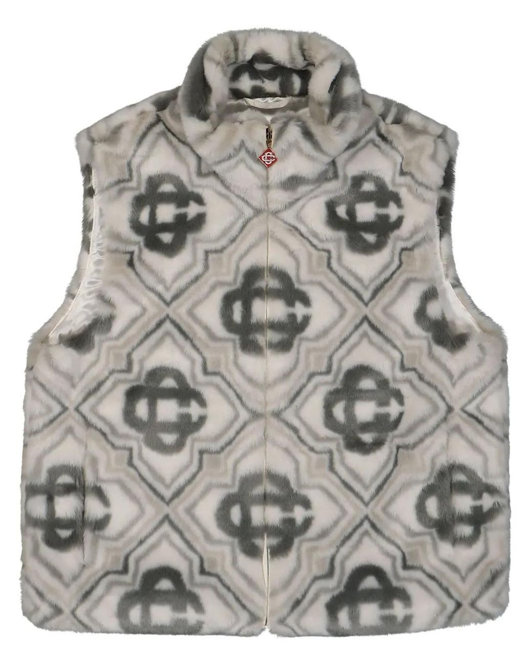Casablanca Gray Monogram-Pattern Gilet for men