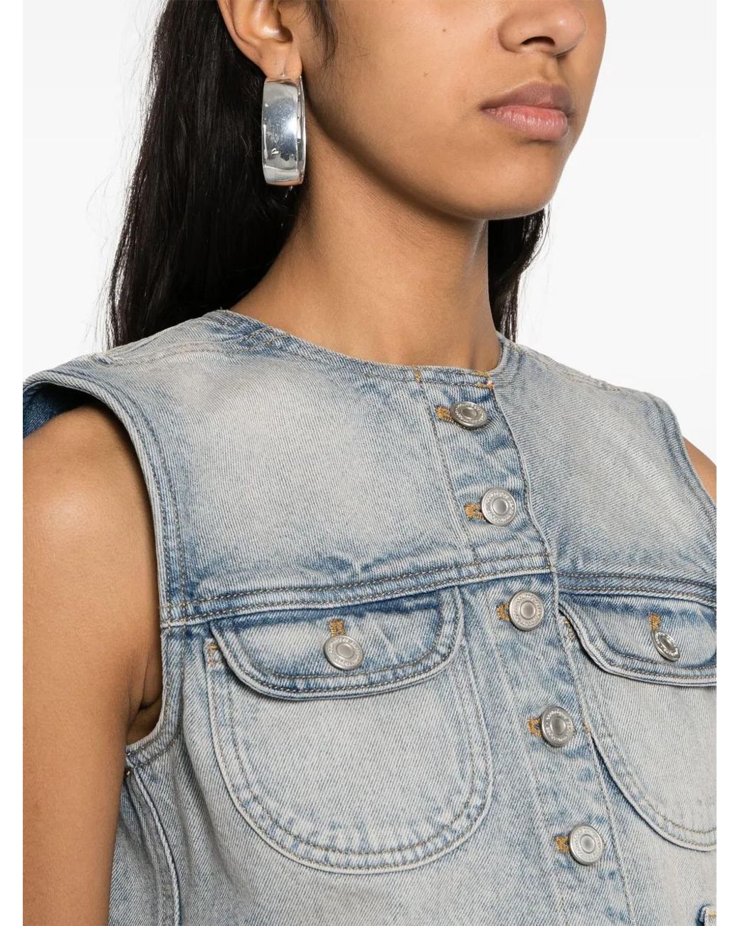 Courreges Blue Multiflex Cropped Denim Vest