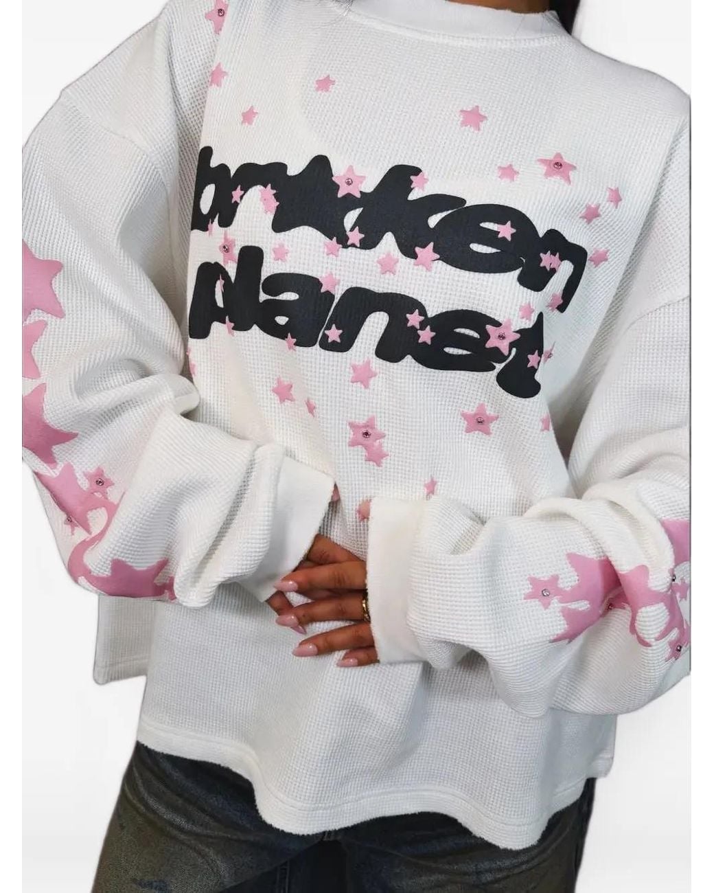 BROKEN PLANET White T-Shirt Allstars En Maille Gaufrée