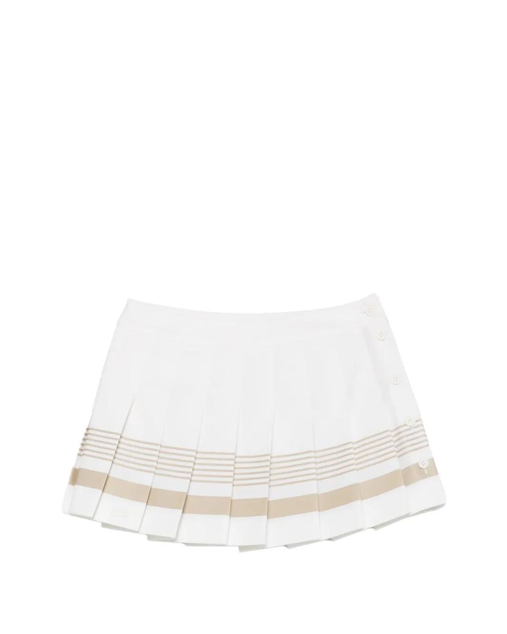 Lacoste White Runway Pure Wool Blend Pleated Mini Skirt