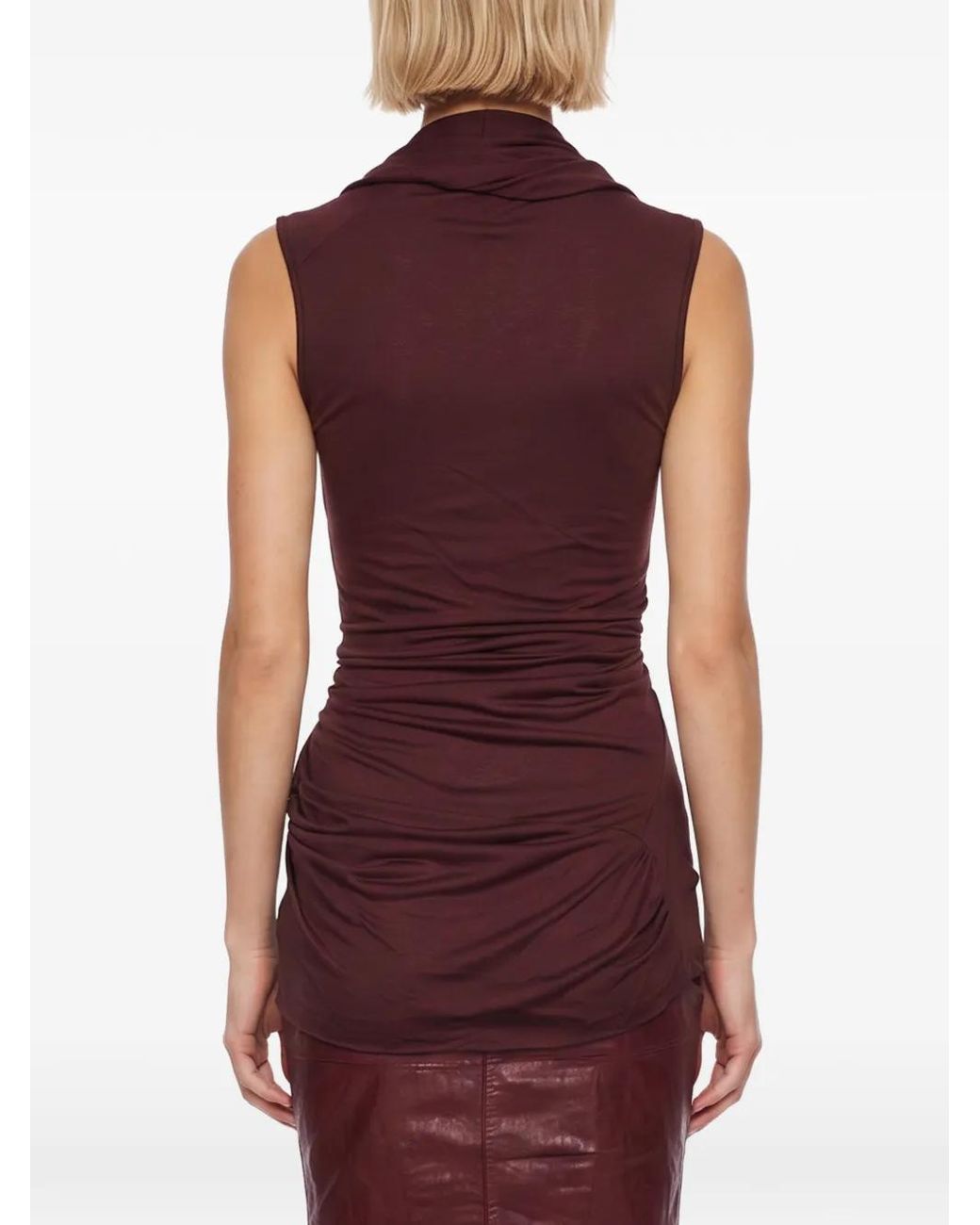 Rick Owens Purple Magnetic Draped Sleeveless Top