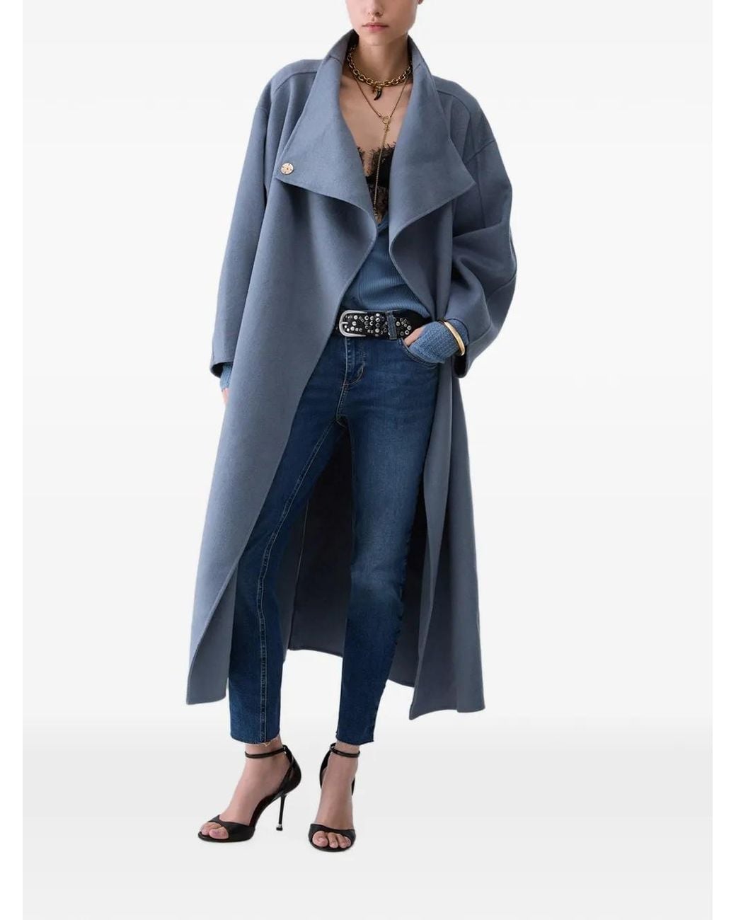 Liu Jo Blue Oversized Wool Coat