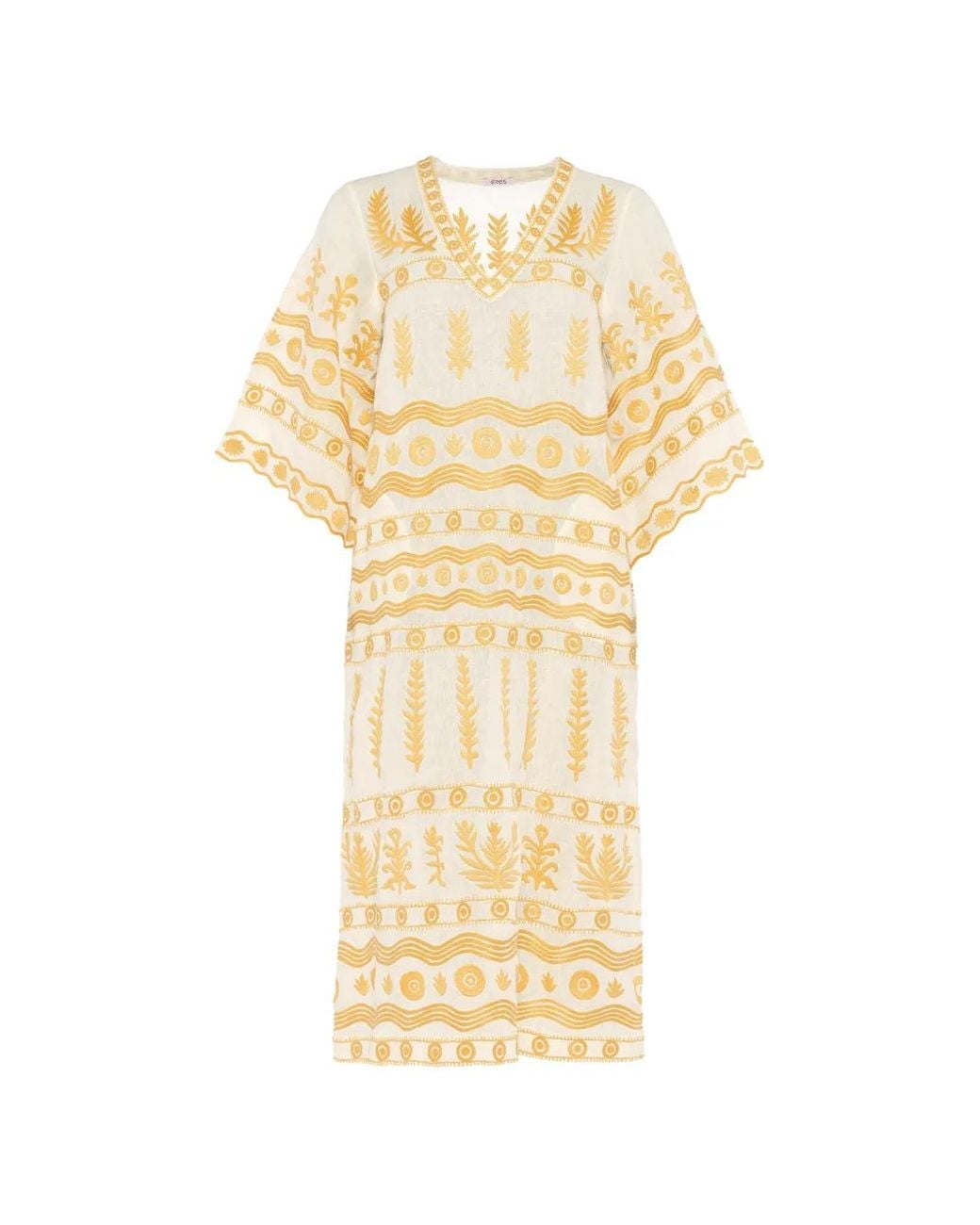 Eres Metallic Luxuriance Embroidered V-Neck Midi Dress