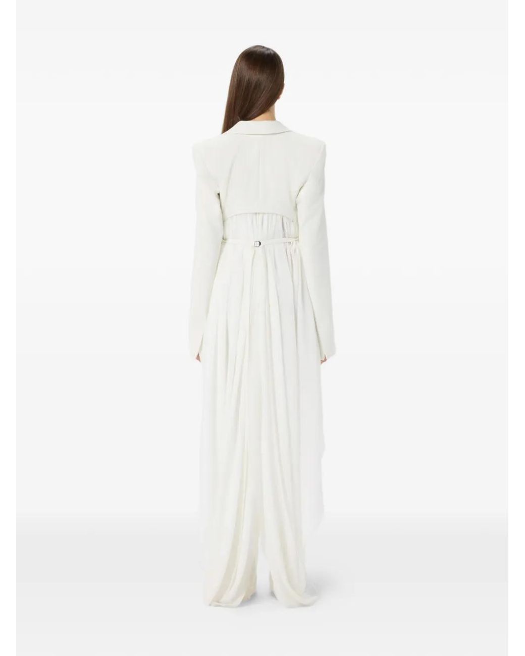 Blumarine White Single-Breasted Asymmetric-Hem Blazer