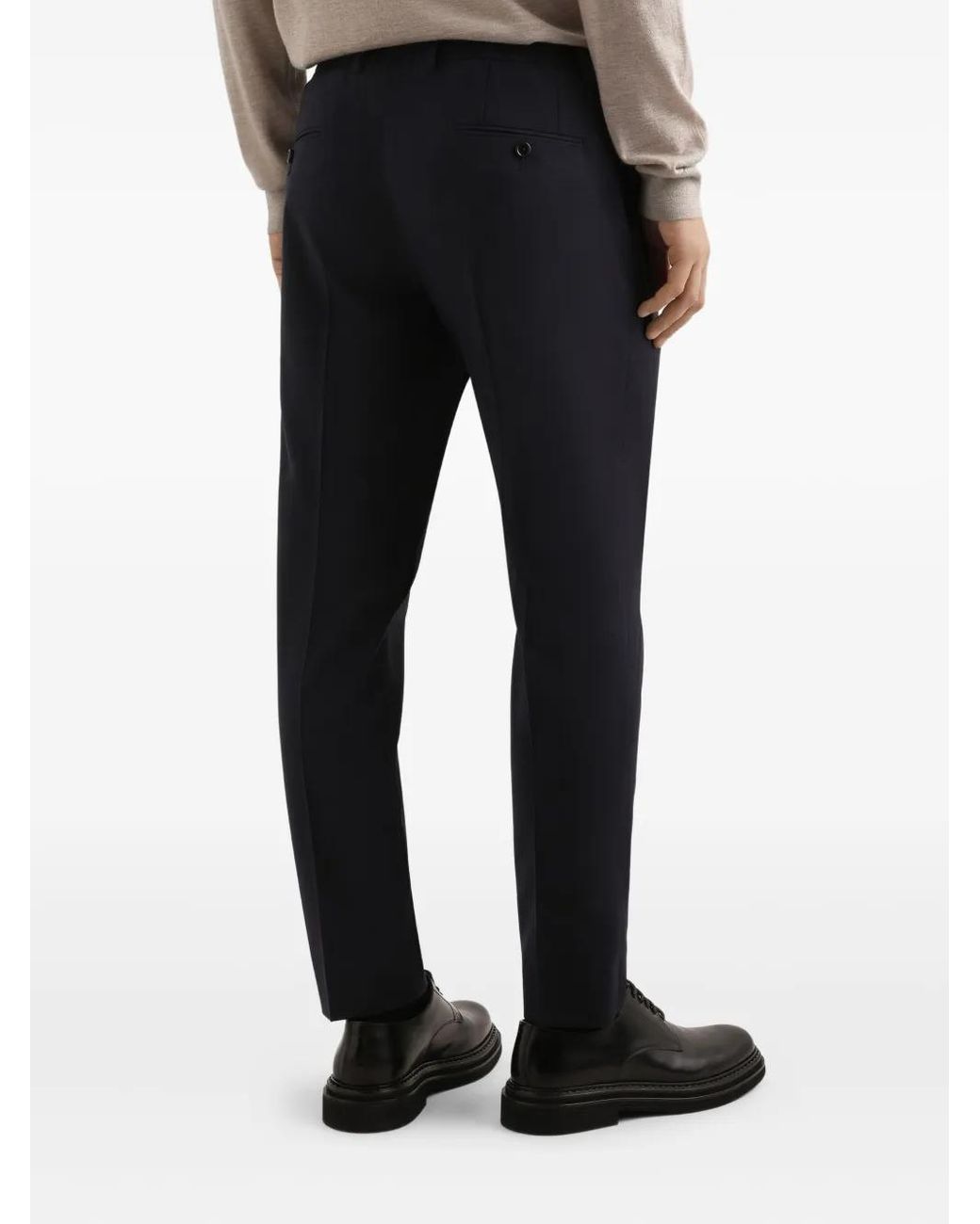Dolce & Gabbana Blue Pleat-Detail Trousers for men