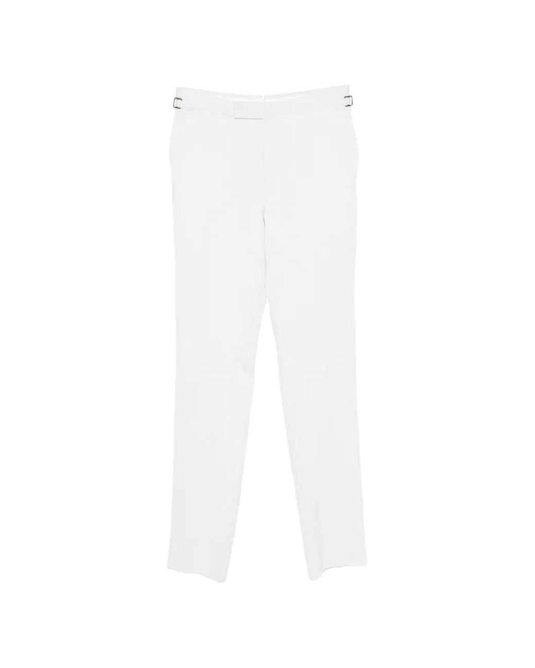 Tom Ford White Side-Adjuster Pressed-Crease Trousers for men