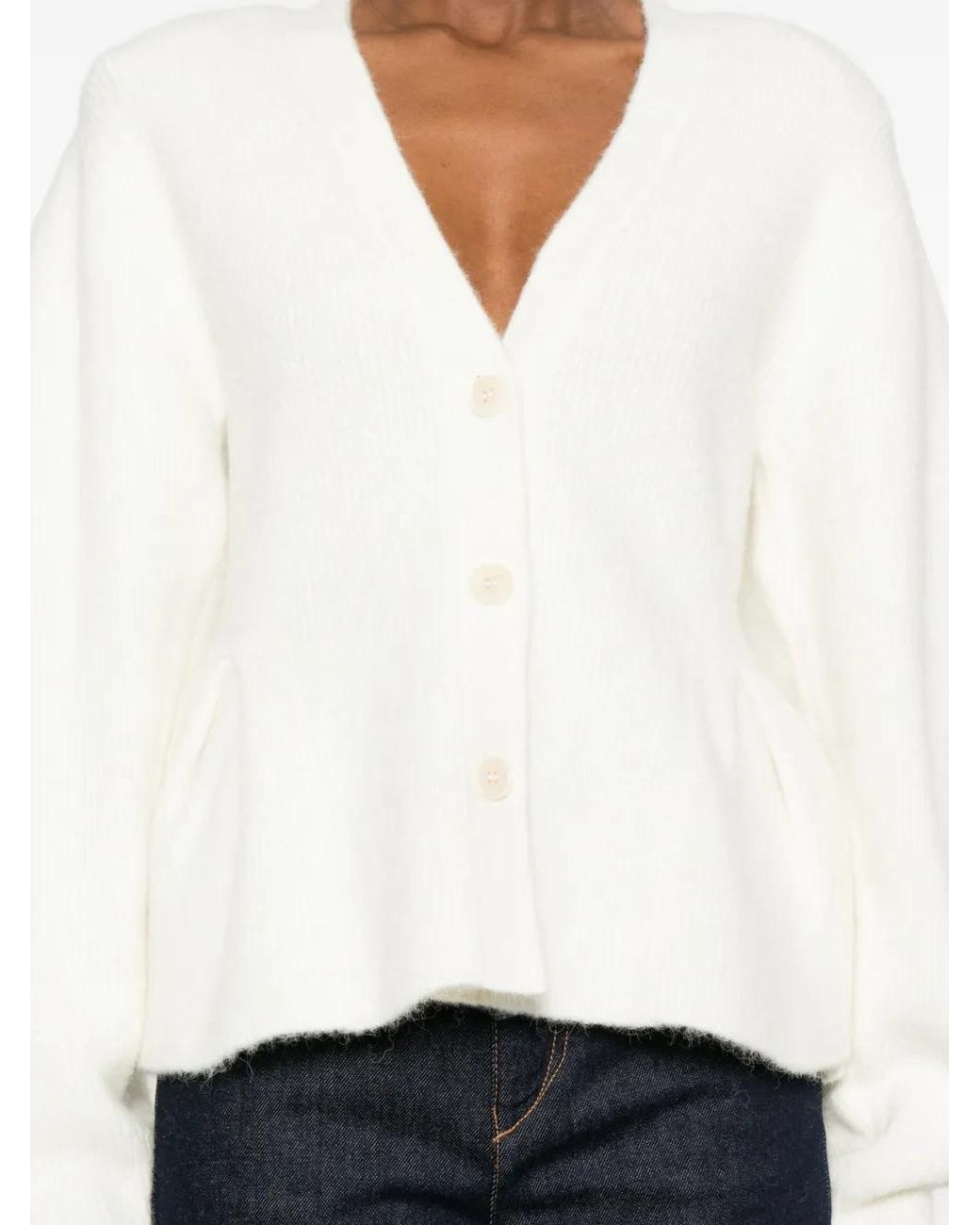 ROTATE BIRGER CHRISTENSEN White Cardigan mit Schößchen