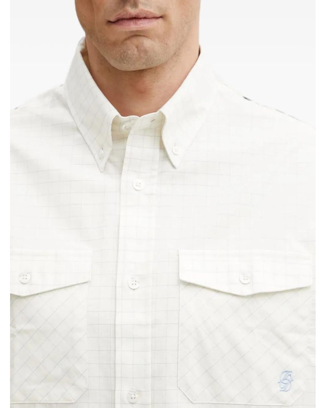 Drole de Monsieur White Check-Pattern Button-Down Shirt for men