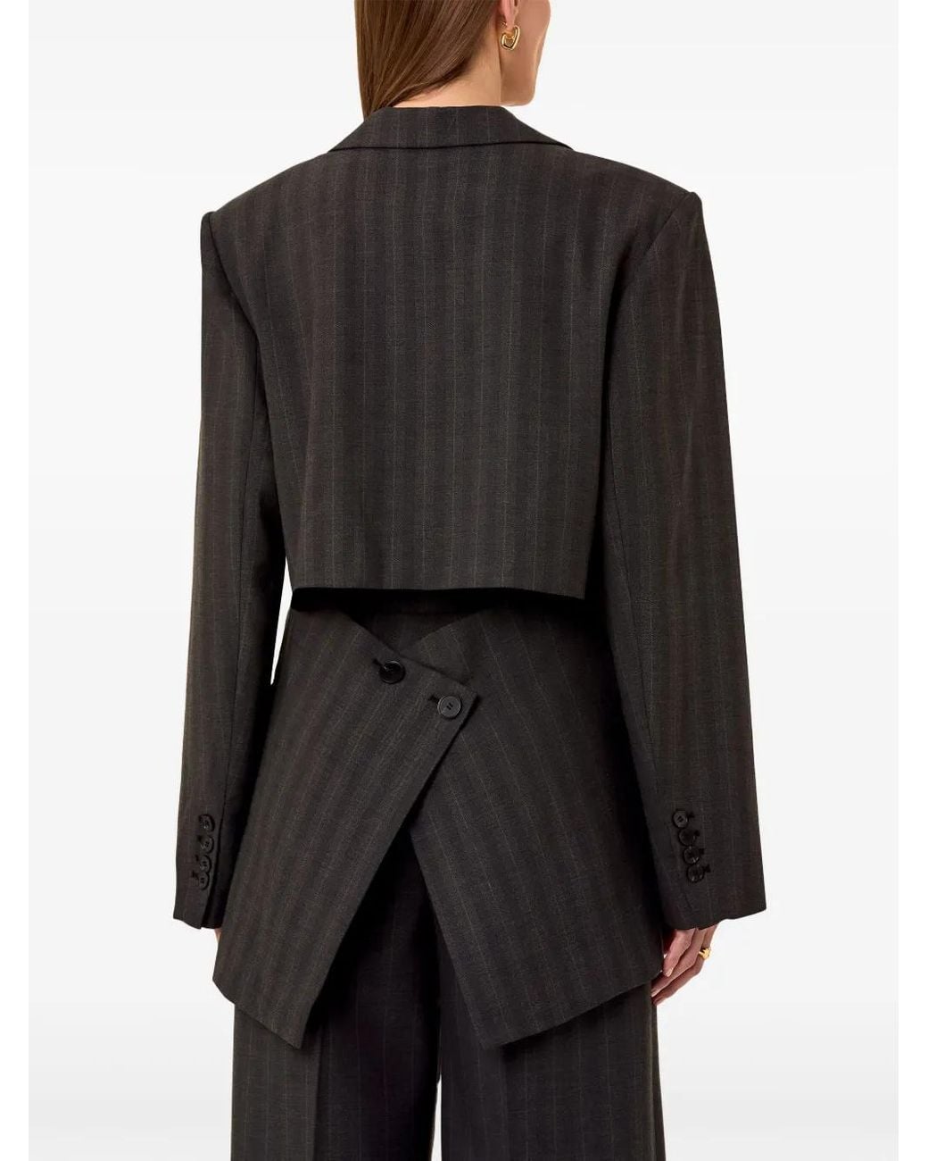 Nicholas Black Pinstripe Notched Lapel Blazer