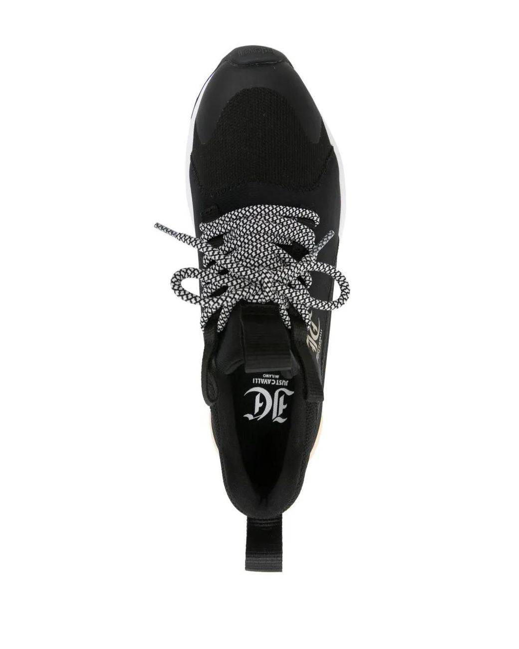 Just Cavalli Black Panelled Lace-Up Sneakers