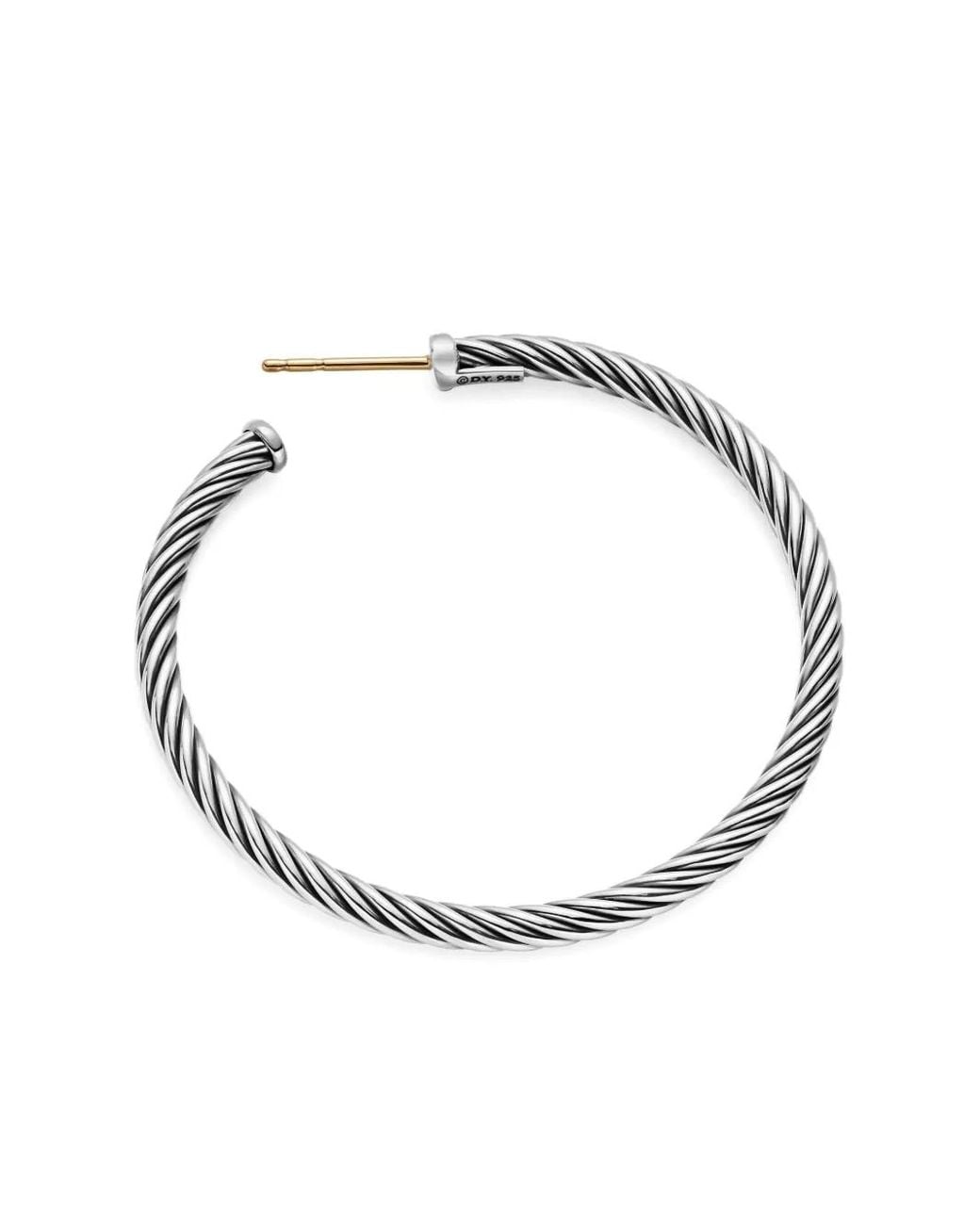 David Yurman Metallic Sterling Cable Hoop Earrings