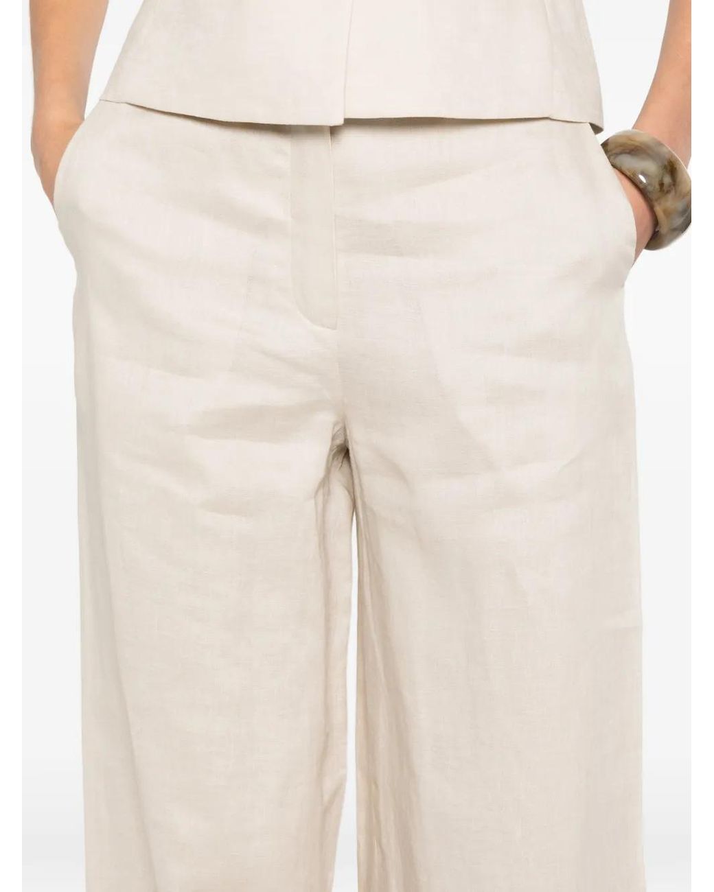 Max Mara White Tapioca Palazzo Pants