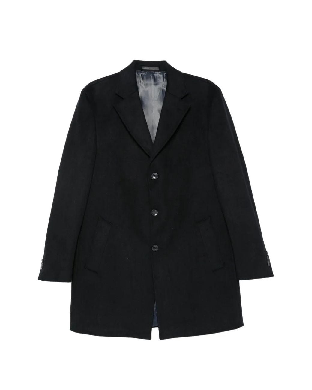 Alberto Gozzi Black Single-Breasted Notched-Lapel Coat for men