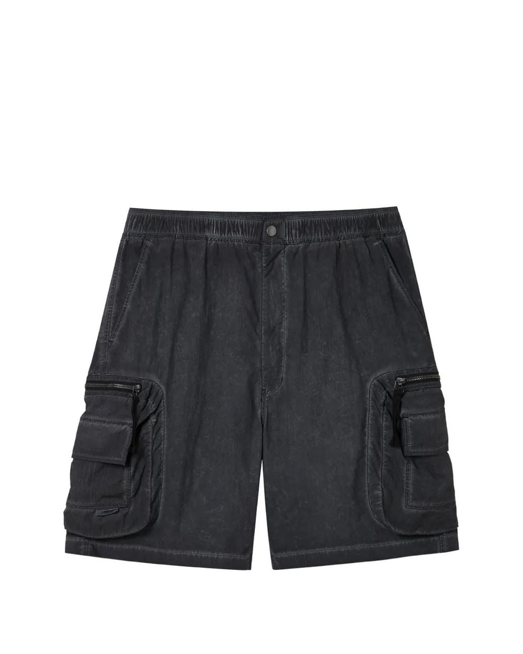 Izzue Black Short Délavé À Poches Cargo for men