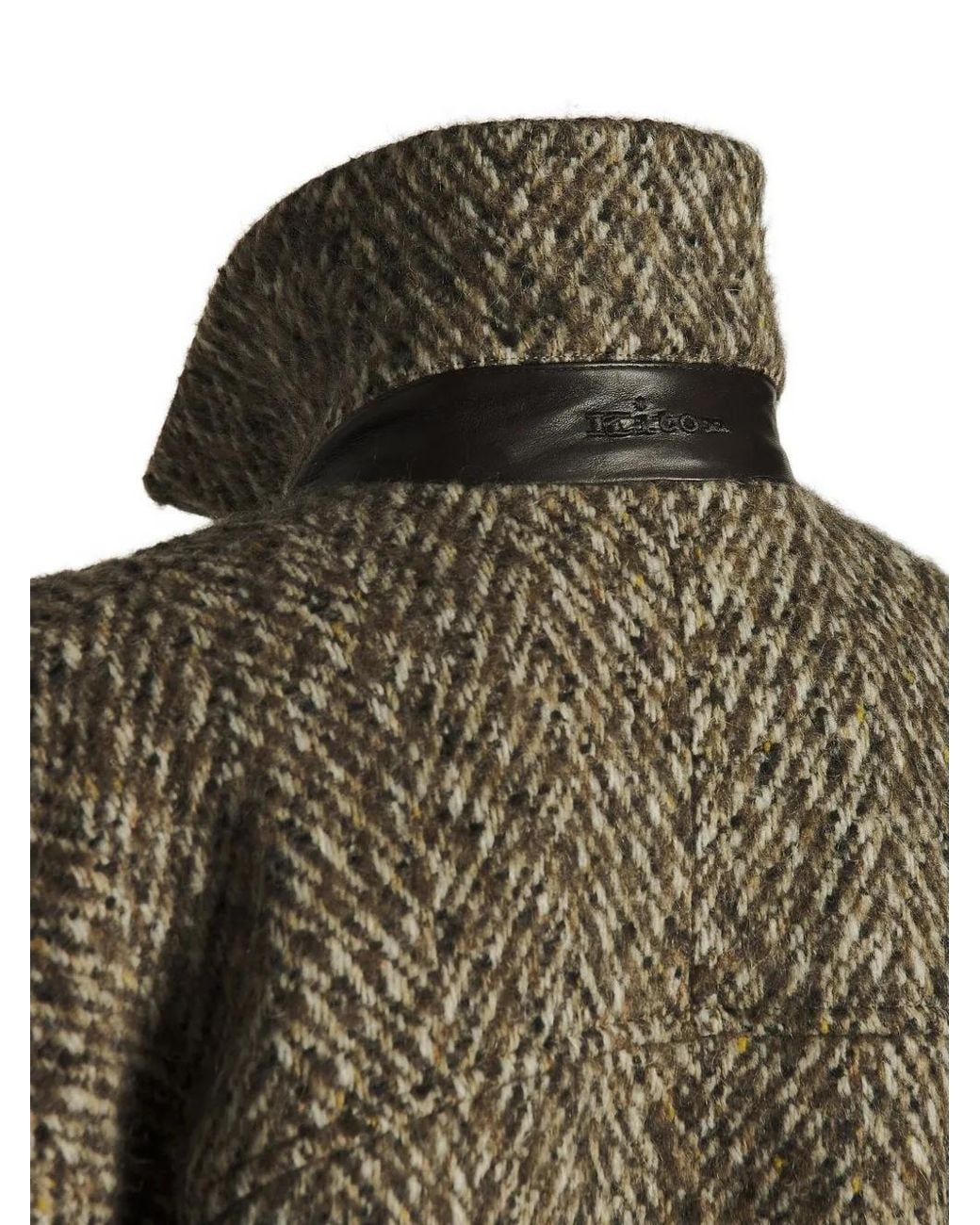 Kiton Green Herringbone-Weave Cropped Coat