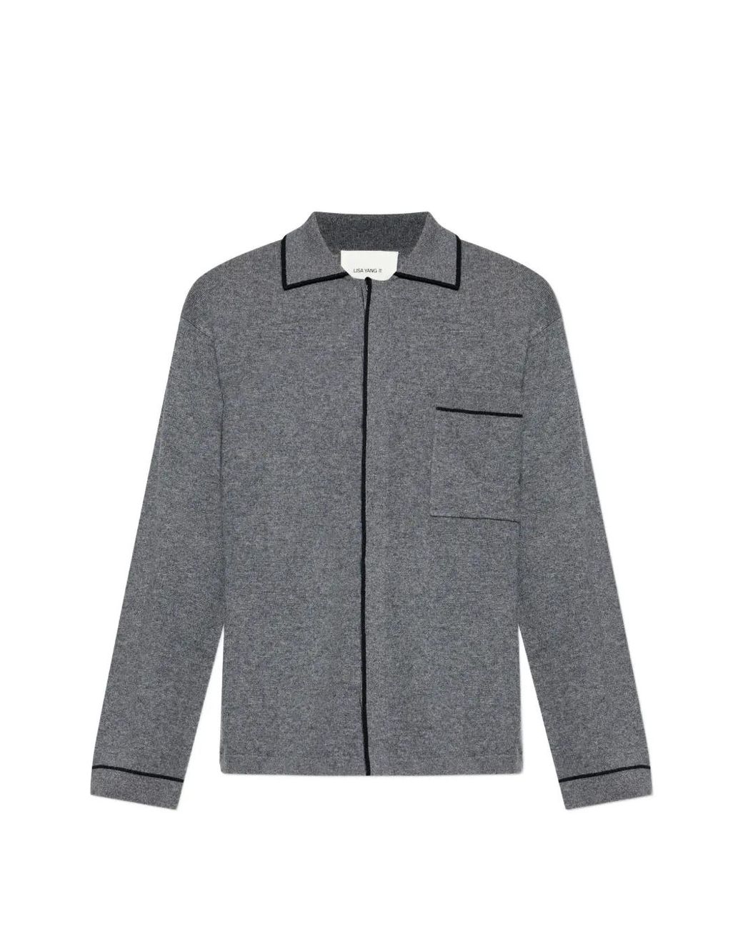 Lisa Yang Gray Joshua Piped-Trim Cardigan for men