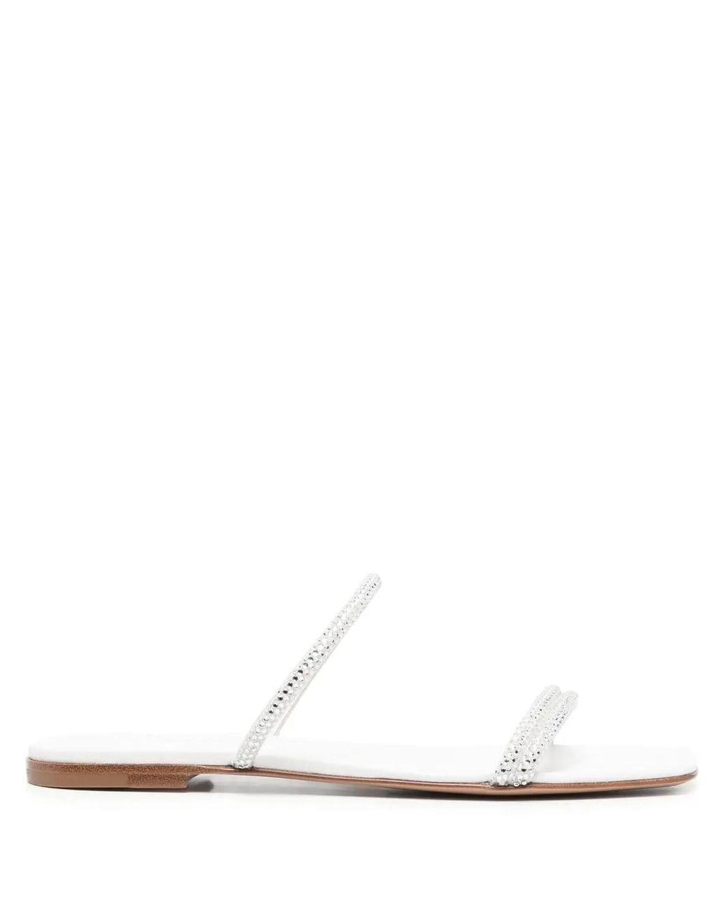 Gianvito Rossi White Cannes Leather Slip-On Sandals