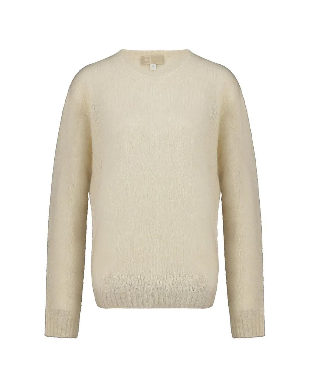 120% Lino White Crew-Neck Long-Sleeve Sweater