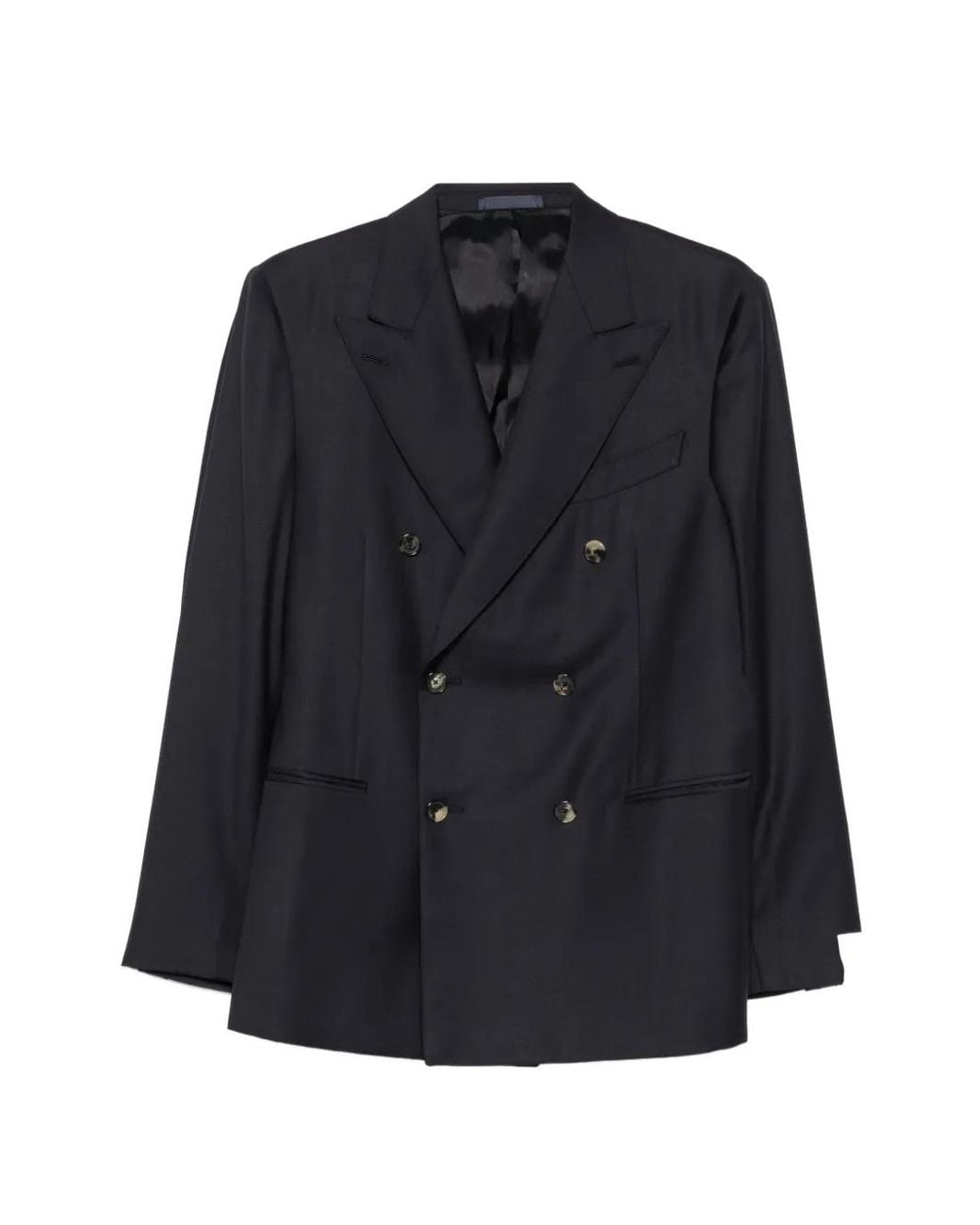 Caruso Blue Double-Breasted Peak-Lapels Jacket for men