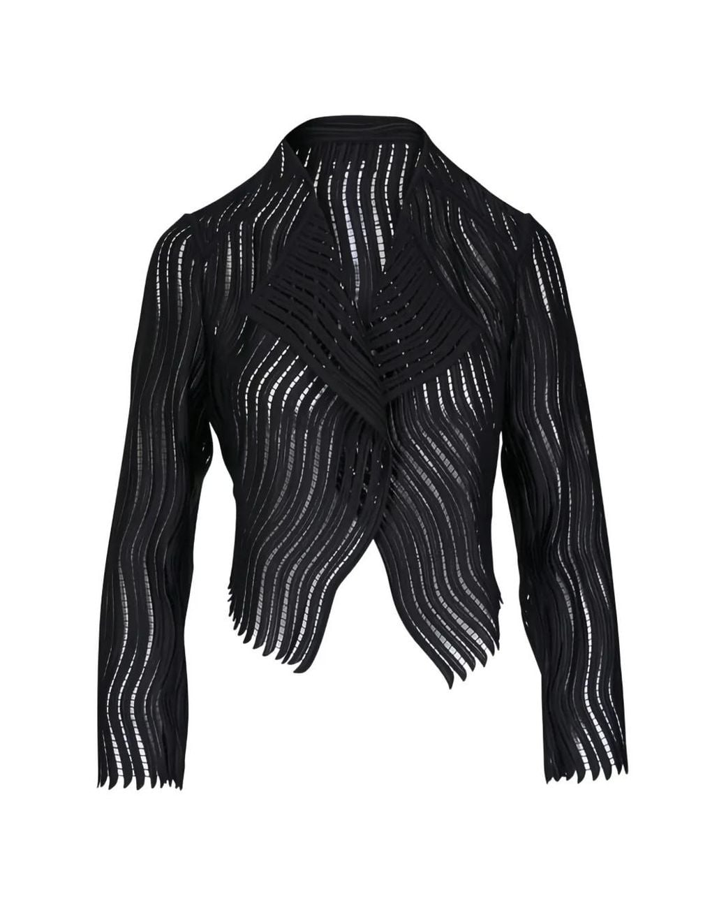 Akris Black Ariel Open-Knit Cropped Jacket