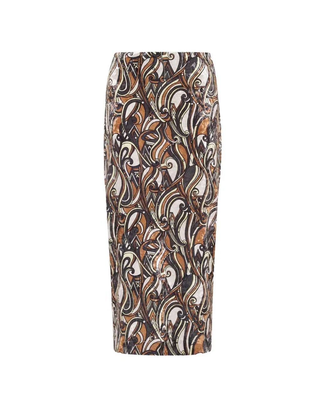 Pierre Louis Mascia White Ranat Swirl-Print Midi Skirt