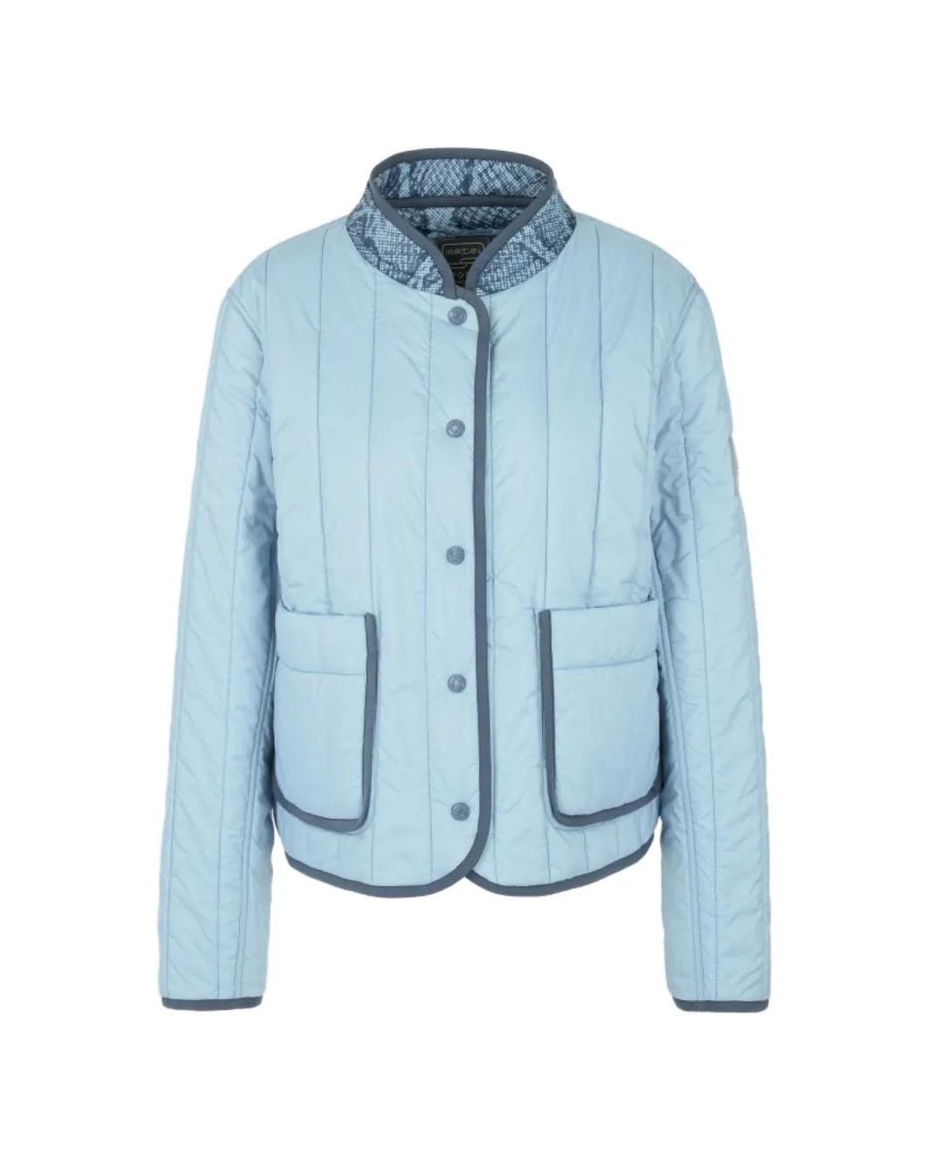 Marc Cain Blue Reversible Quilted Snake-Print Jacket