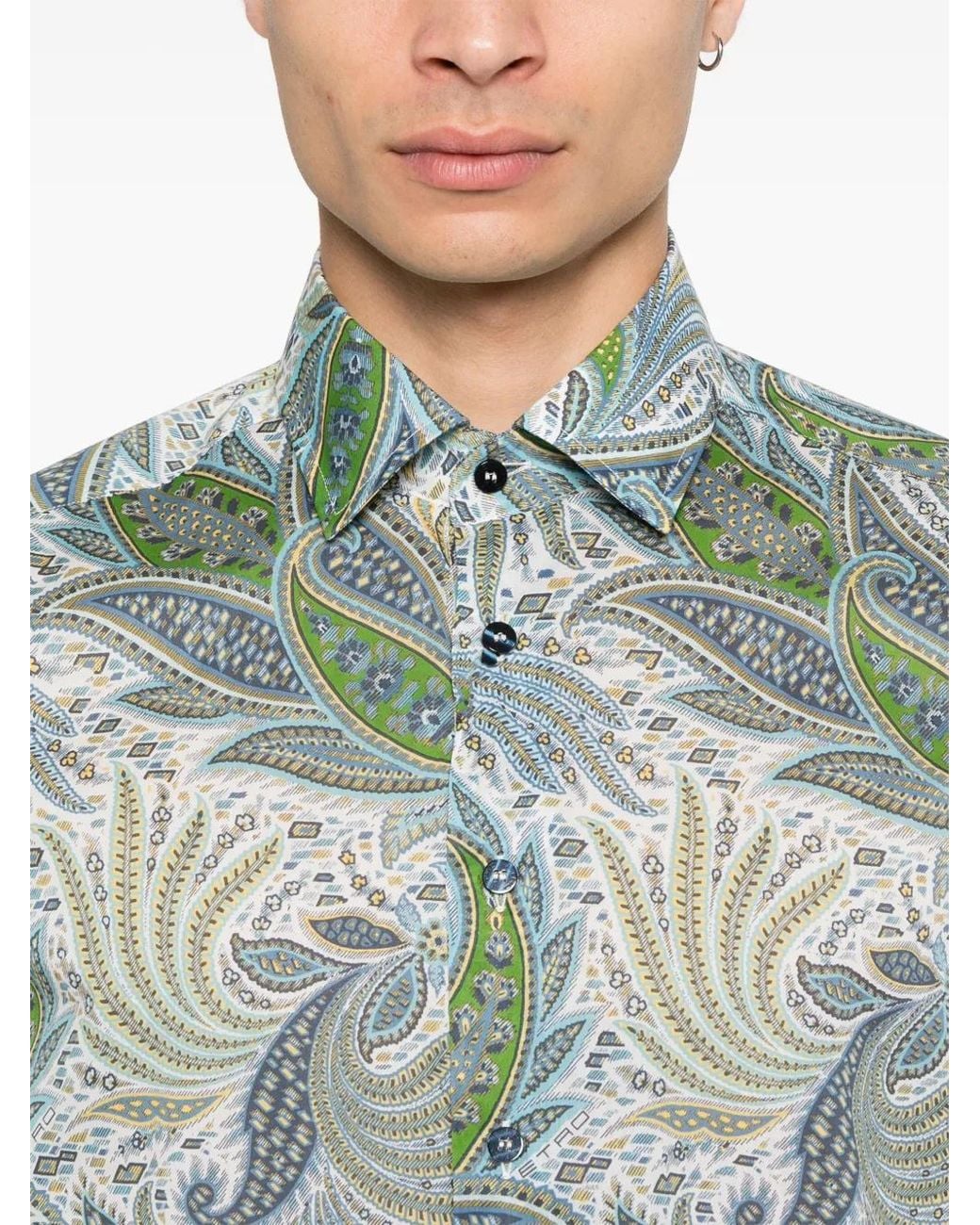 Etro Blue Paisley-Print Shirt for men