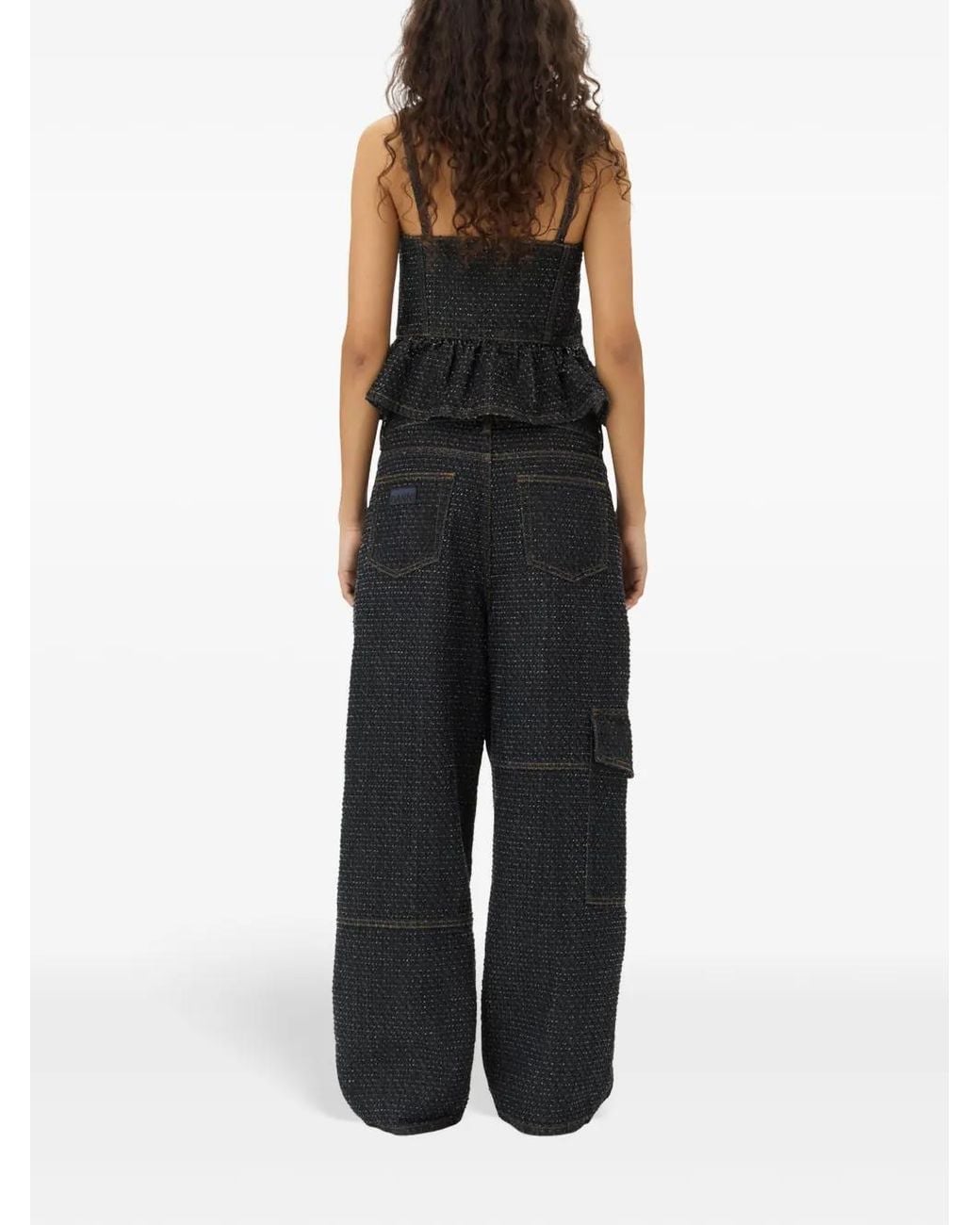 Ganni Gray Fluffy Wide-Leg Jeans