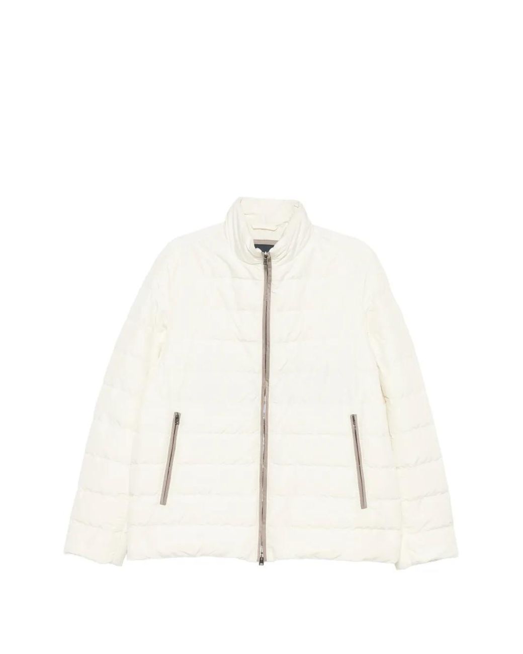 Herno White Doudoune Zippée À Col Montant for men