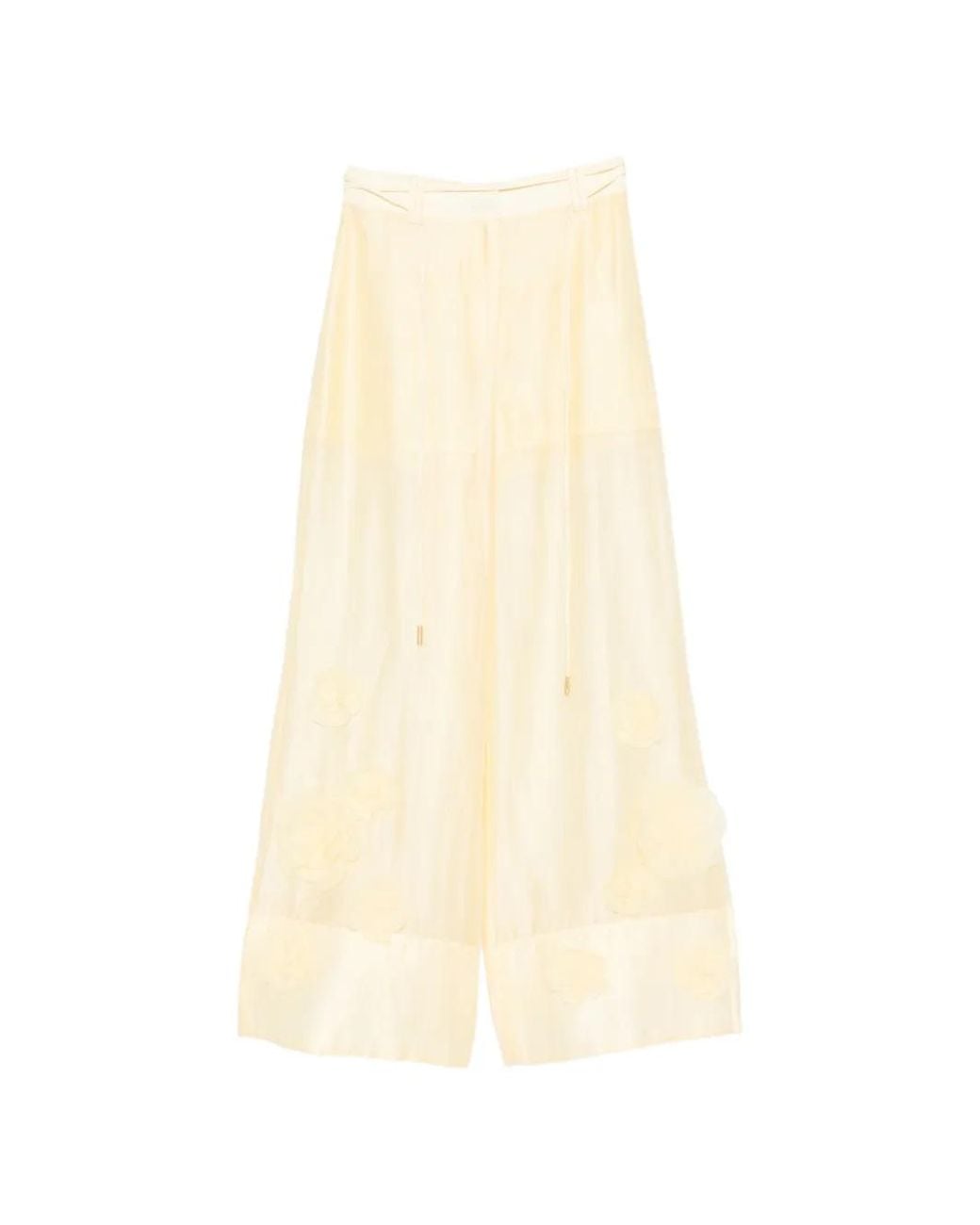 Aje. White Cloudscape Floral-Appliqué Palazzo Pants