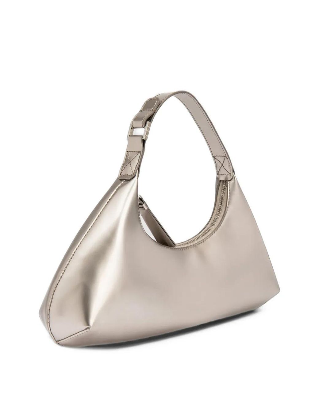 By Far Natural Amberette Metallic Leather Shoulder Bag
