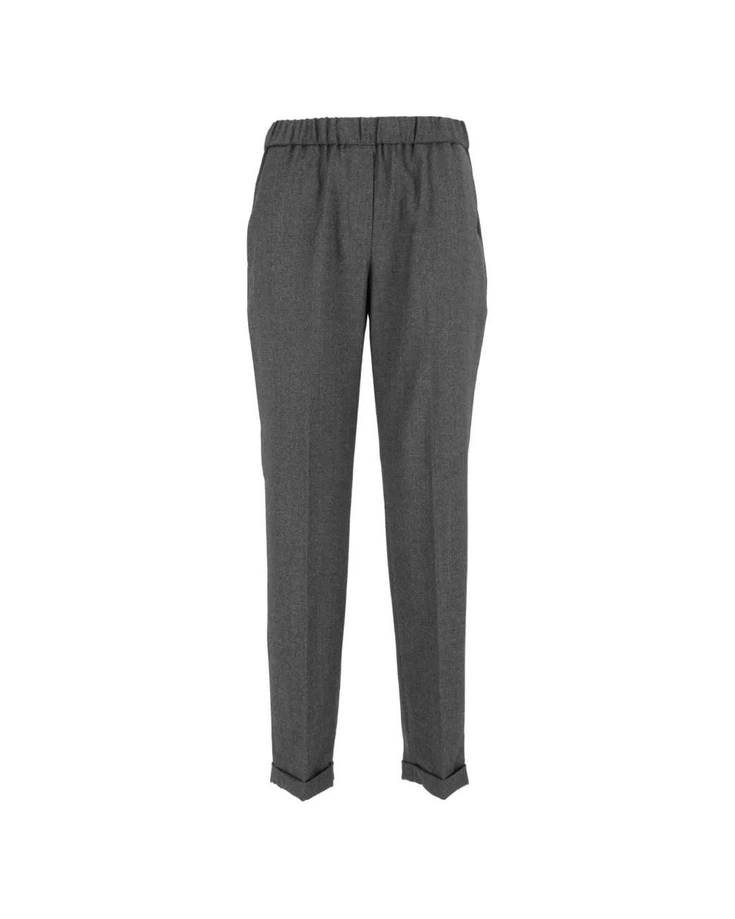 Antonelli Gray Elasticated-Waistband Turned-Up Trousers