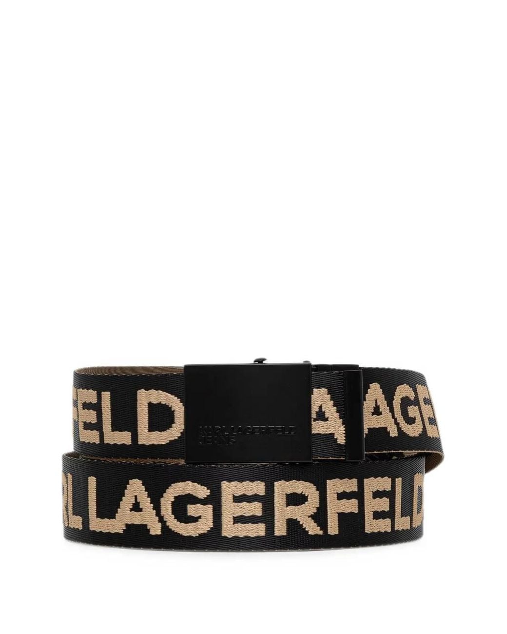 Karl Lagerfeld Black Logo-Jacquard Webbing Belt