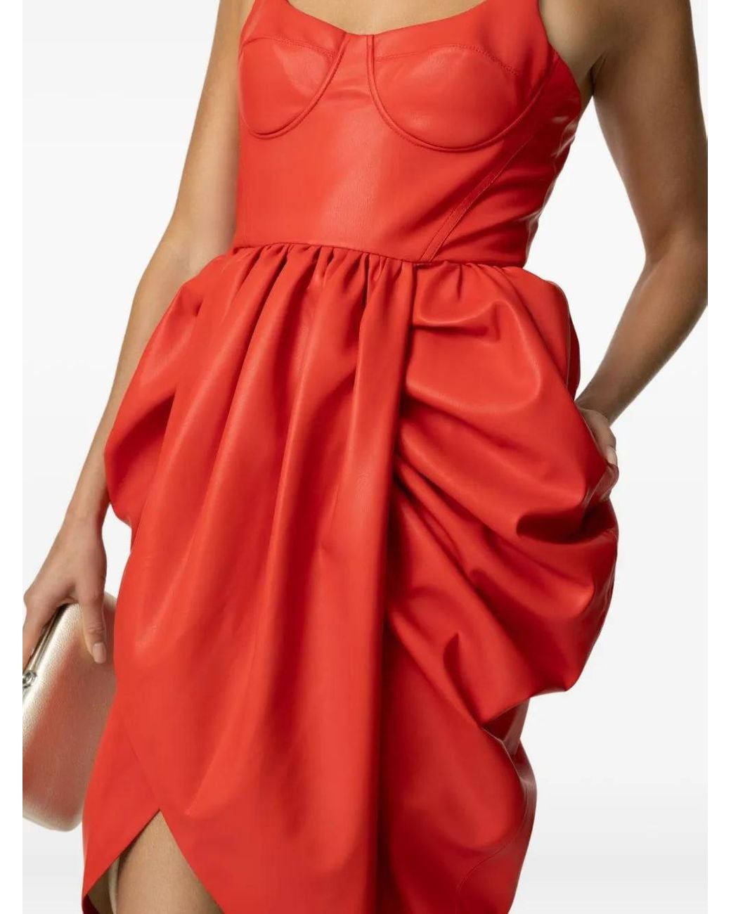 Stella McCartney Red Bustier Ruched Mini Dress
