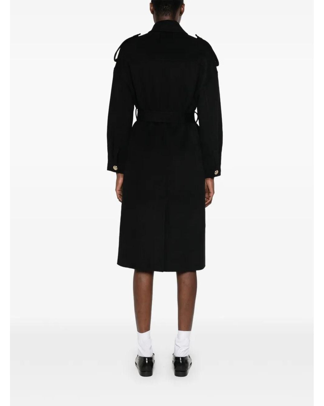 Maje Black Belted Double-Breasted Coat