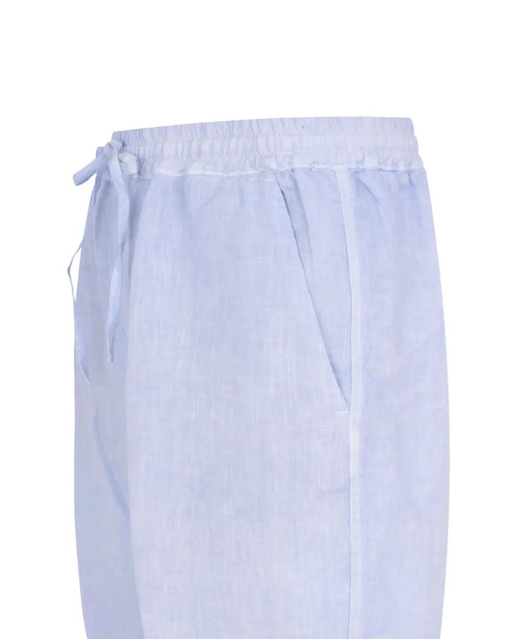 120% Lino Blue Drawstring-Waist Linen Shorts for men