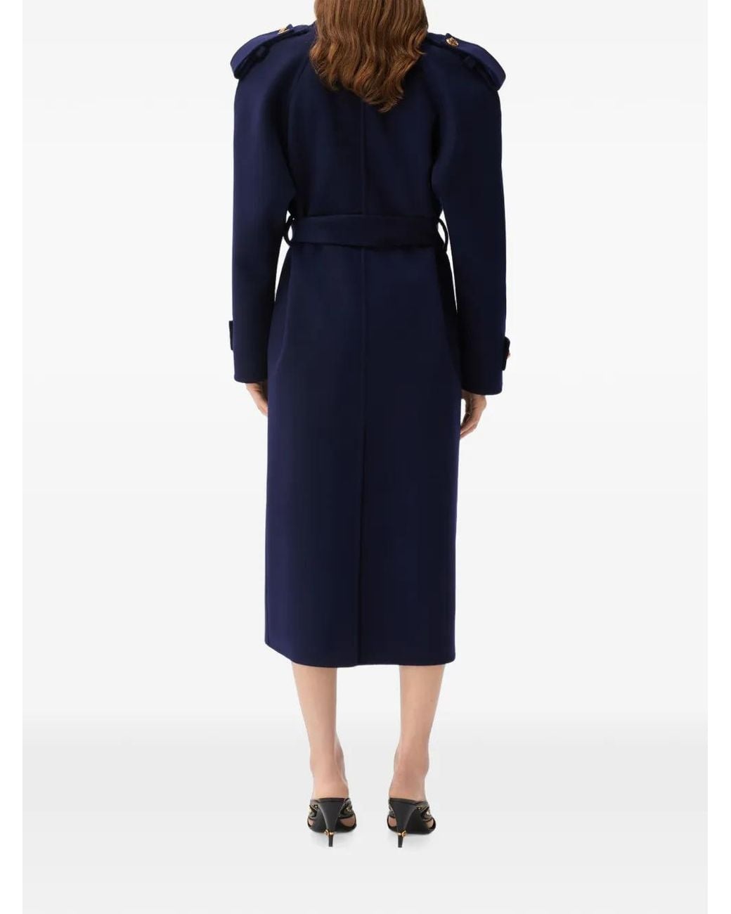 Versace Blue Double-Wool & Cashmere Coat