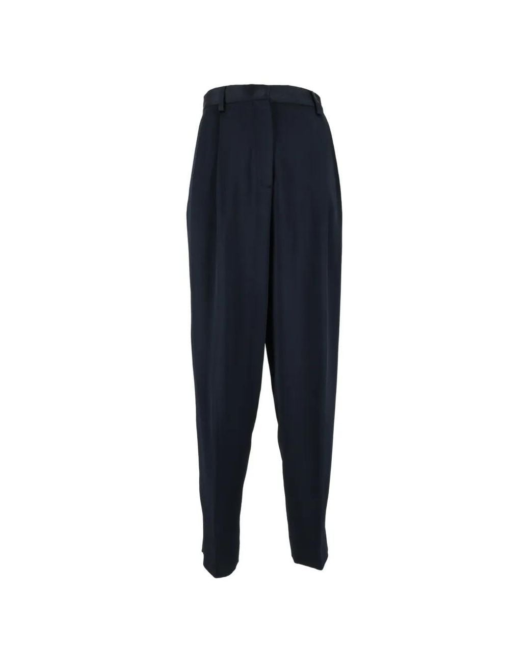 Fabiana Filippi Blue Pleated Satin-Finish Trousers