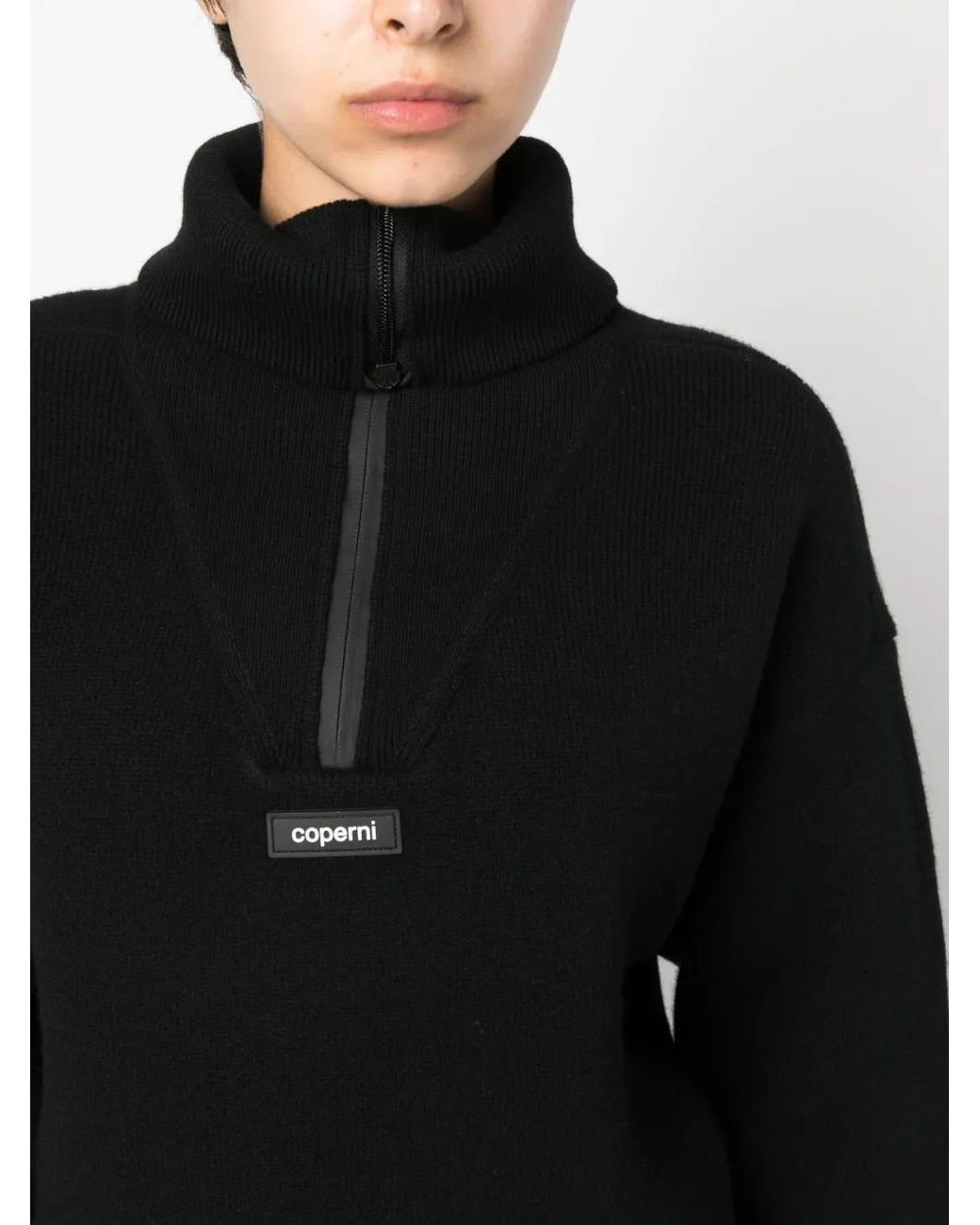 Coperni Black Logo Patch Half-Zip Jumper