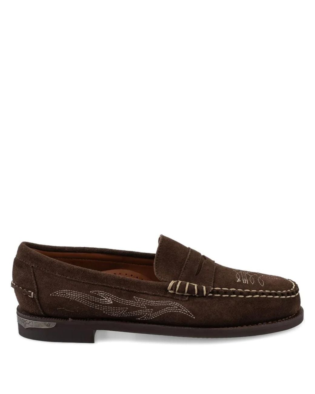 Sebago Brown Dan Dallas Embroidered Penny Loafers for men