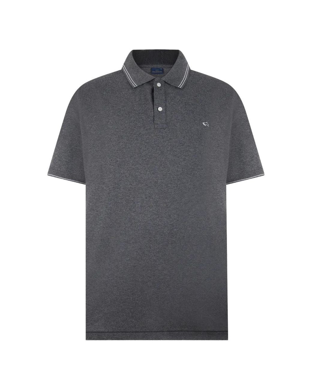 Paul & Shark Gray Logo-Patch Short-Sleeve Polo Shirt for men
