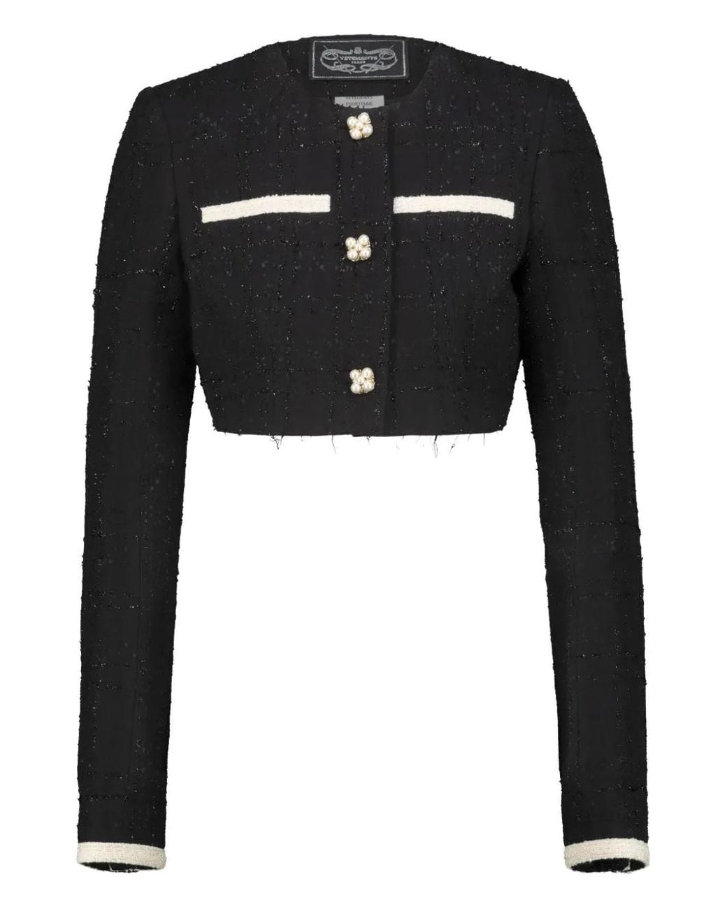 Vetements Black Cropped Tweed Jacket