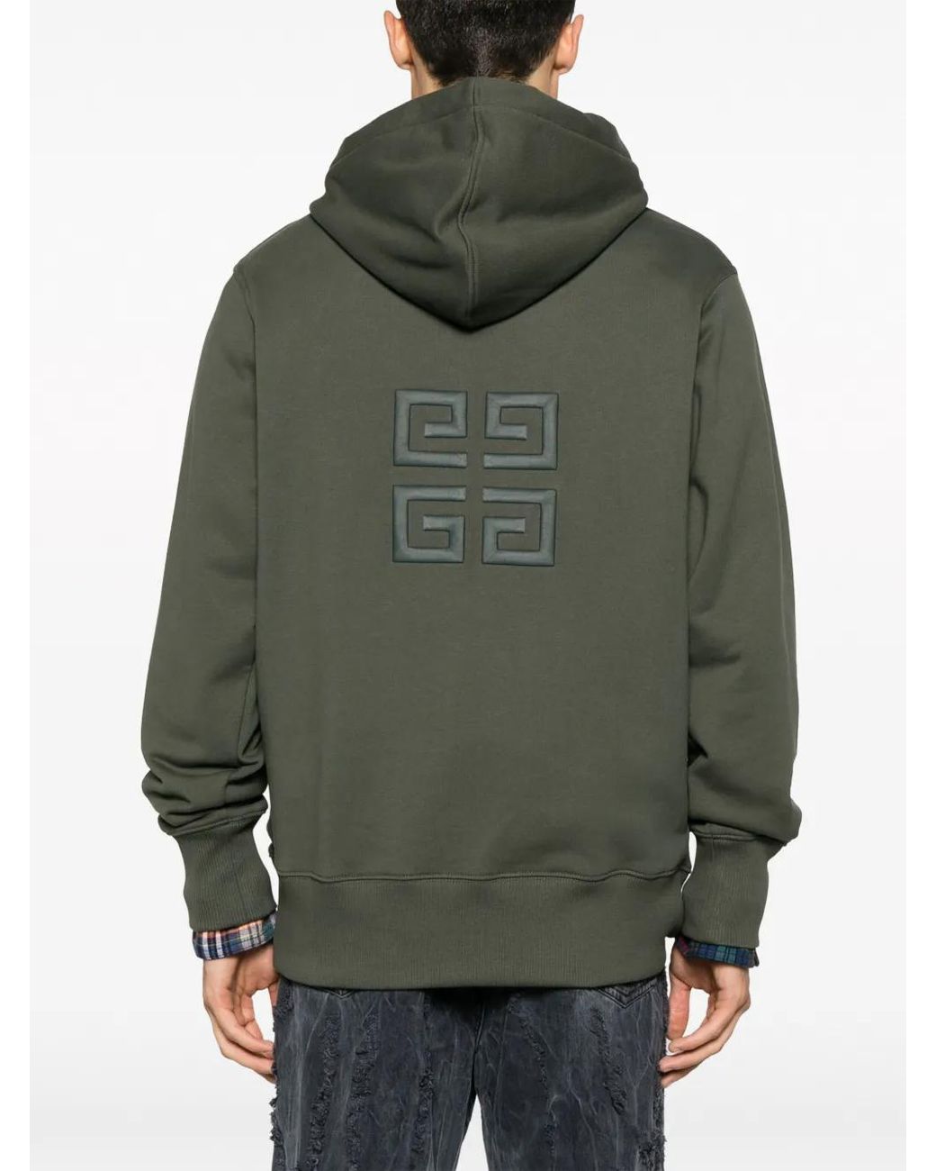 Givenchy Green 4G-Embroidered Cotton Hoodie for men