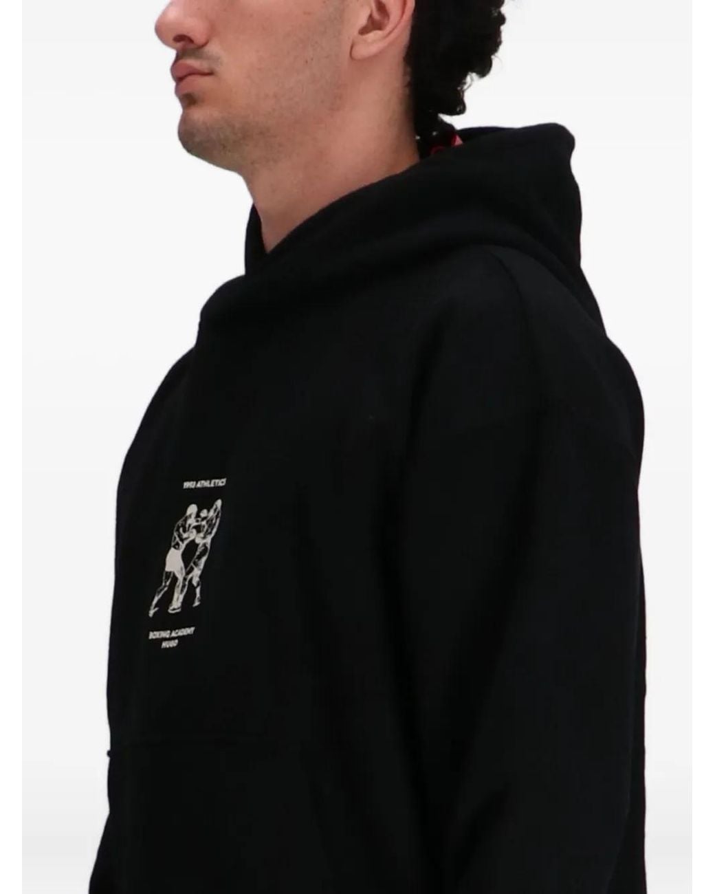 HUGO Black Boxing-Print Hoodie for men