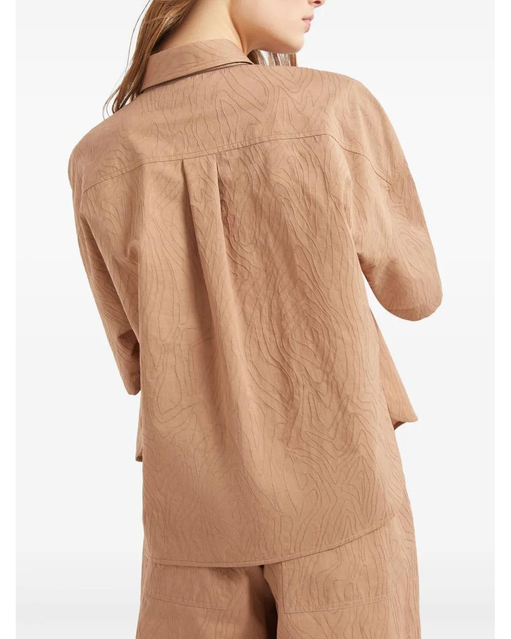 Brunello Cucinelli Natural Jacquard Poplin Shirt