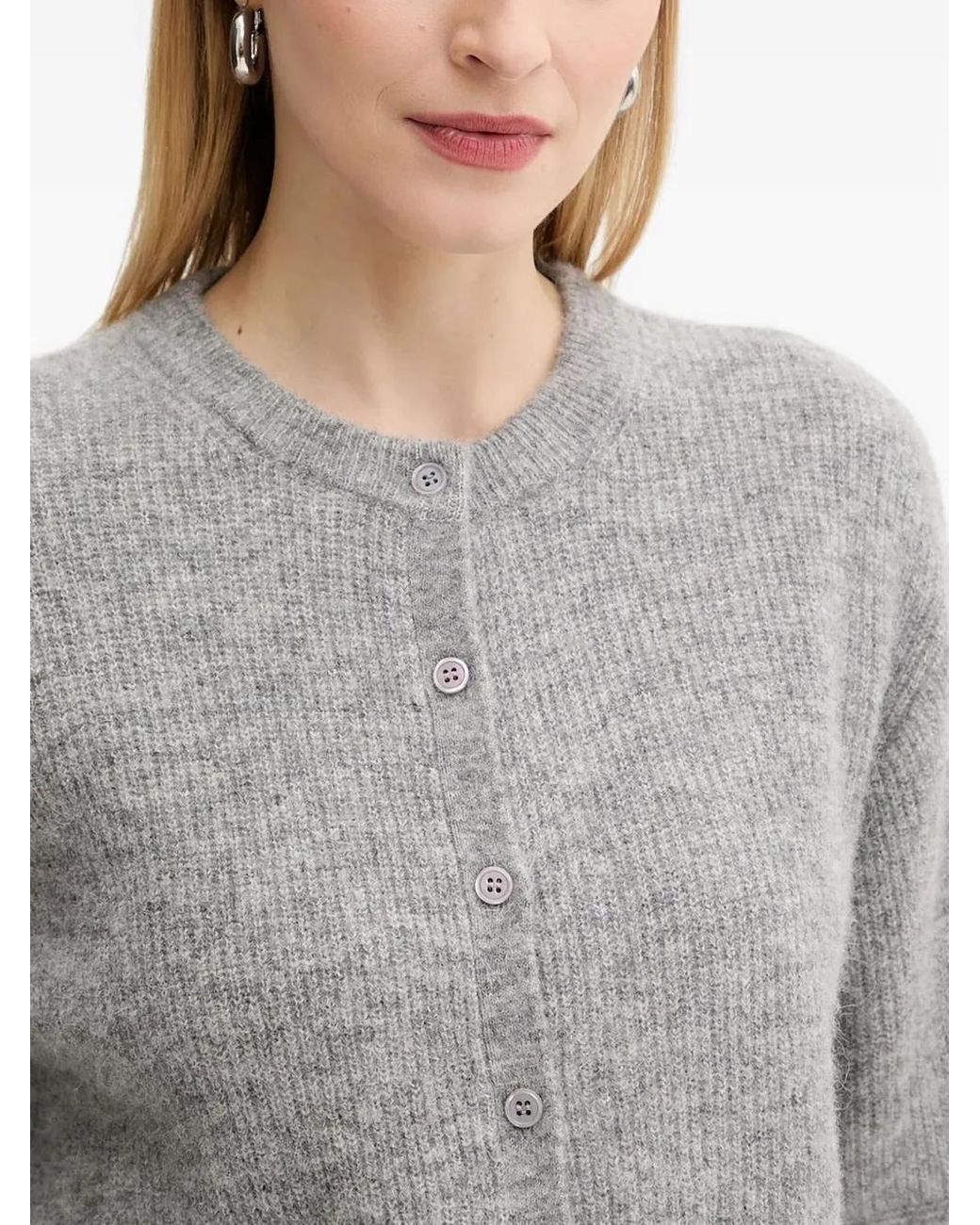 Samsøe & Samsøe Gray Ribbed Button Cardigan