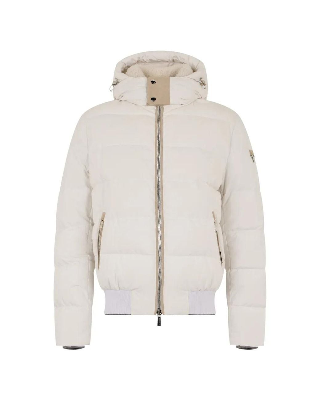 Moorer White Wright-Vt Hooded Sheepskin-Trim Padded Jacket for men
