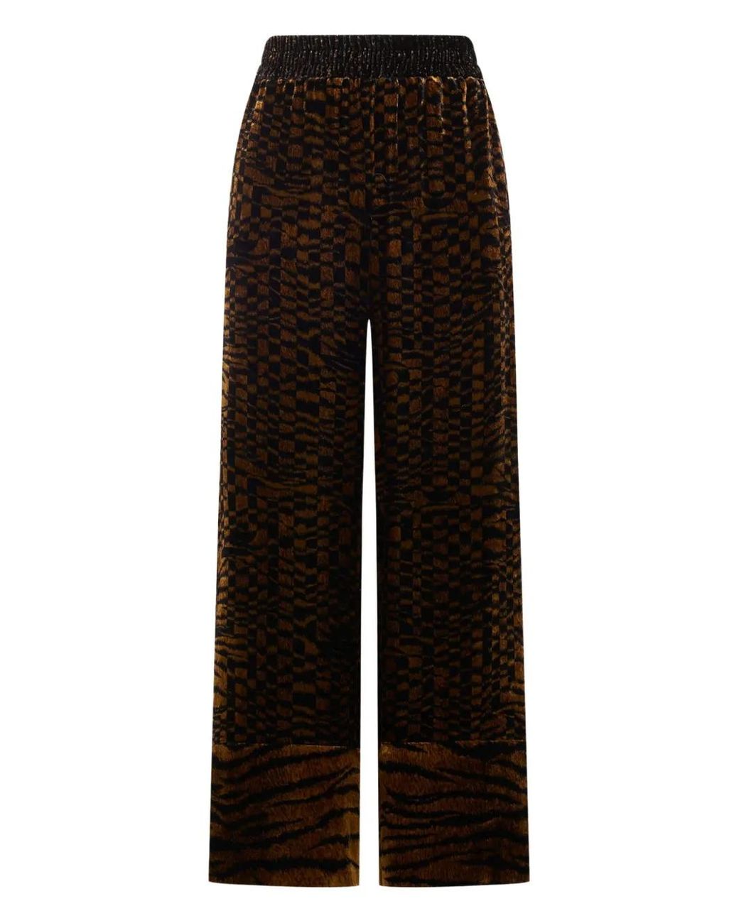Pierre Louis Mascia Black Velvet Geometric-Pattern Trousers