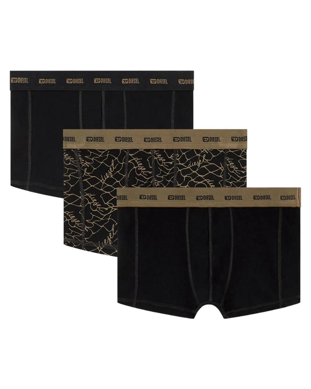 DIESEL Black Three-Pack Of Trunks With Graphic Motif for men