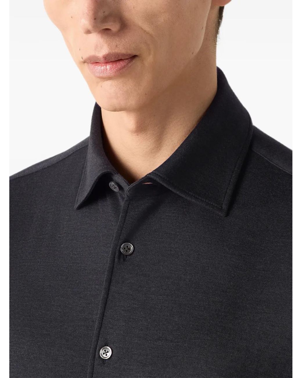 Zegna Blue Cashmere And Silk Shirt for men